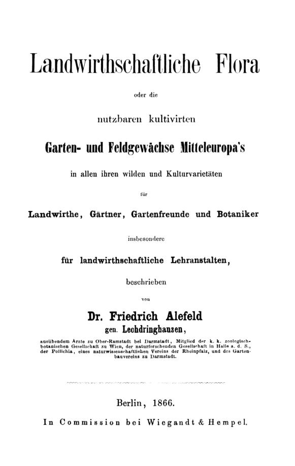 Alefeld: Landwirthschaftliche Flora